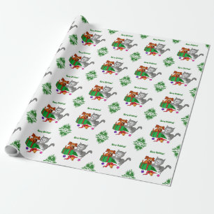 Merry Christmas with Cat and Dog Wrapping Paper