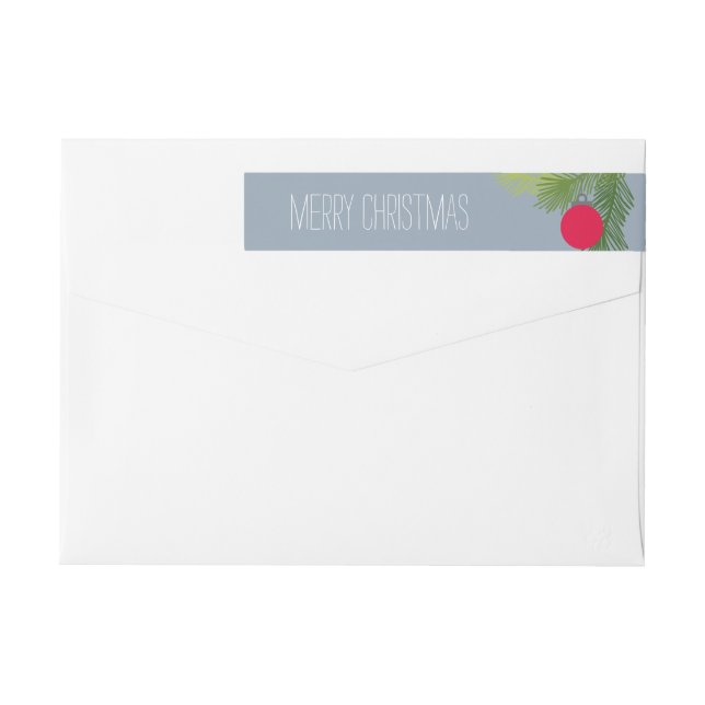 Merry Christmas with Christmas Tree Ornament Wrap Around Label (Back)