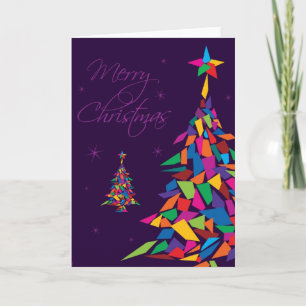 Merry Christmas with colorful abstract tree Holiday Card
