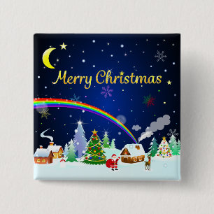 Merry Christmas with Crescent Moon Button