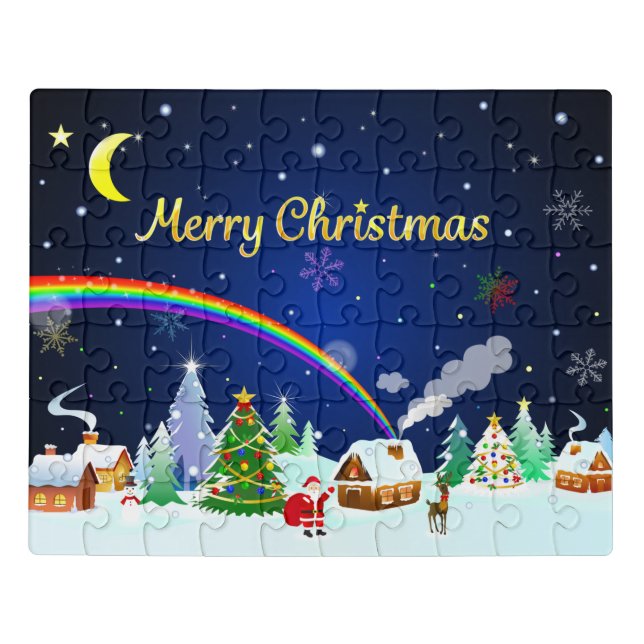 Merry Christmas with Crescent Moon Jigsaw Puzzle (Puzzle Horizontal)