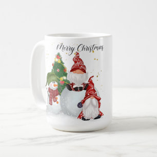 MERRY CHRISTMAS WITH CUTE GNOMES & SNOWMAN COFFEE MUG