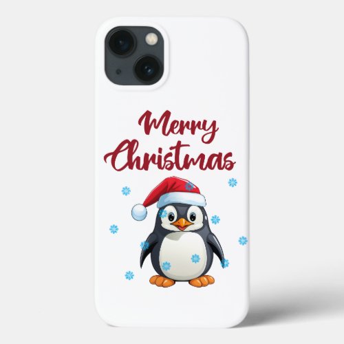 Merry Christmas With Cute Penguin iPhone 13 Case