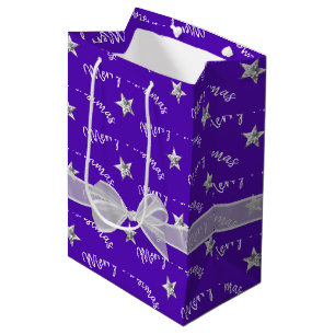 Merry Christmas with Diamond Stars Medium Gift Bag