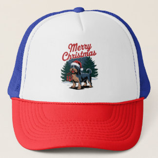 merry christmas with dog trucker hat