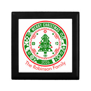 Merry Christmas with family name Gift Box