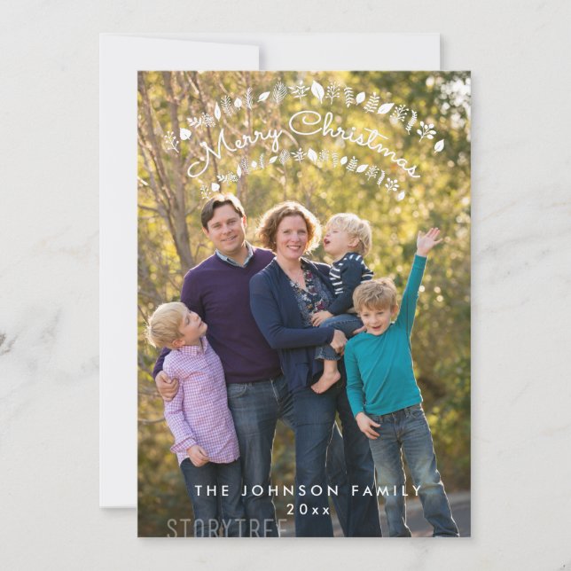 Merry Christmas With Family Photo Holiday Card (Front)