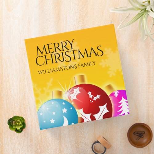 Merry Christmas with Festive Holiday Ornaments 3 Ring Binder