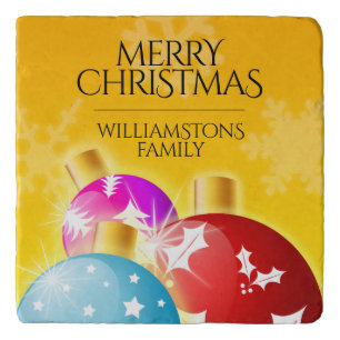 Merry Christmas with Festive Holiday Ornaments Trivet