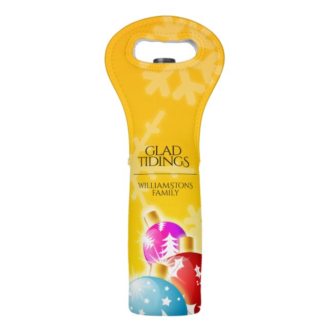 Merry Christmas with Festive Holiday Ornaments Wine Bag (Front)