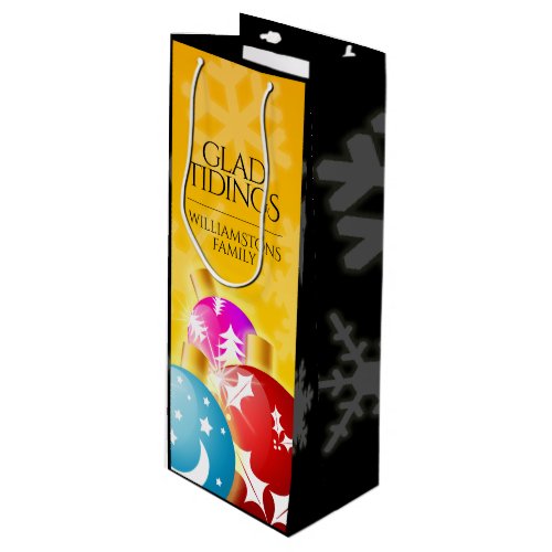 Merry Christmas with Festive Holiday Ornaments Wine Gift Bag