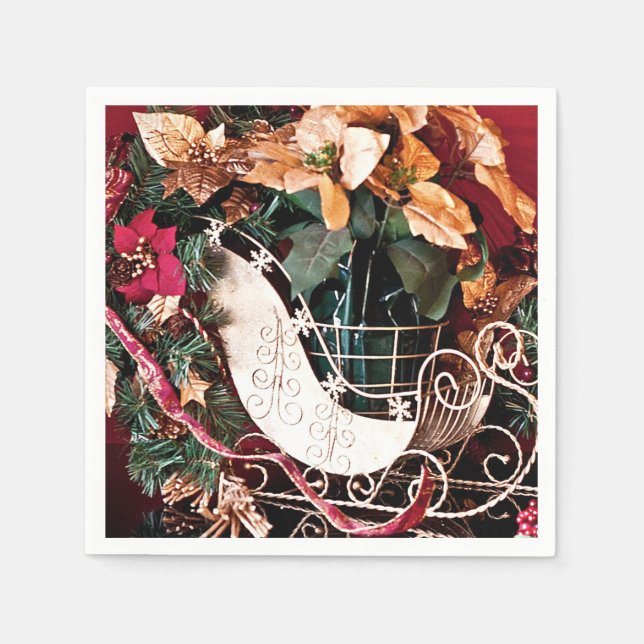 Merry Christmas with Gold Sleigh Napkins (Front)