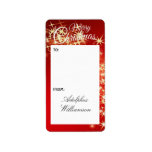 Merry Christmas with Gold Stars Gift Label