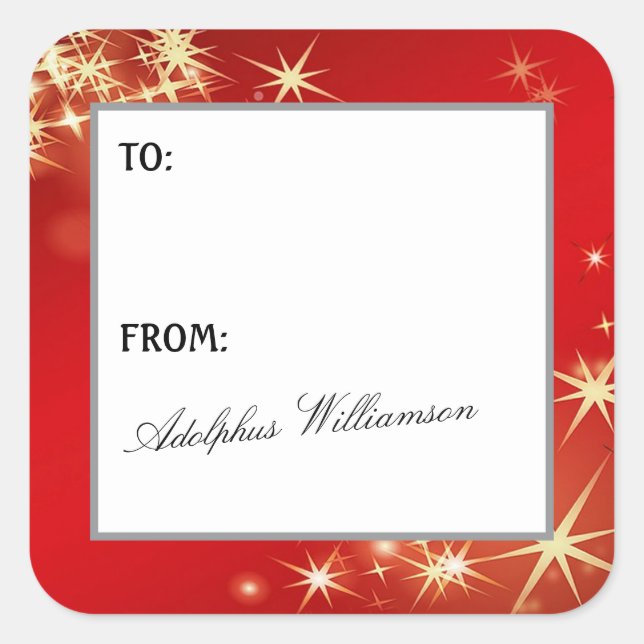Merry Christmas with Gold Stars Gift Label (Front)