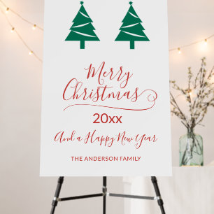 Merry Christmas with Green Christmas Trees Foam Board