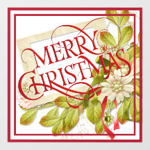 Merry Christmas with Green Florals