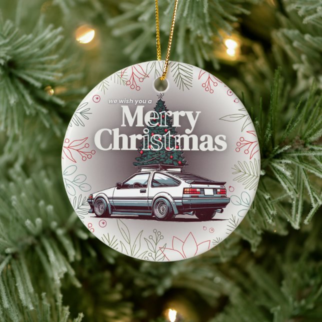Merry Christmas with Hachiroku (JDM eight-six) Ceramic Ornament (Tree)