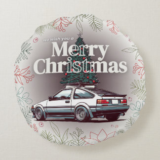 Merry Christmas with Hachiroku (JDM eight-six) Round Pillow