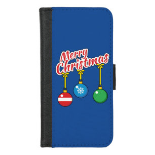 Merry Christmas with Hanging Balls iPhone 8/7 Wallet Case