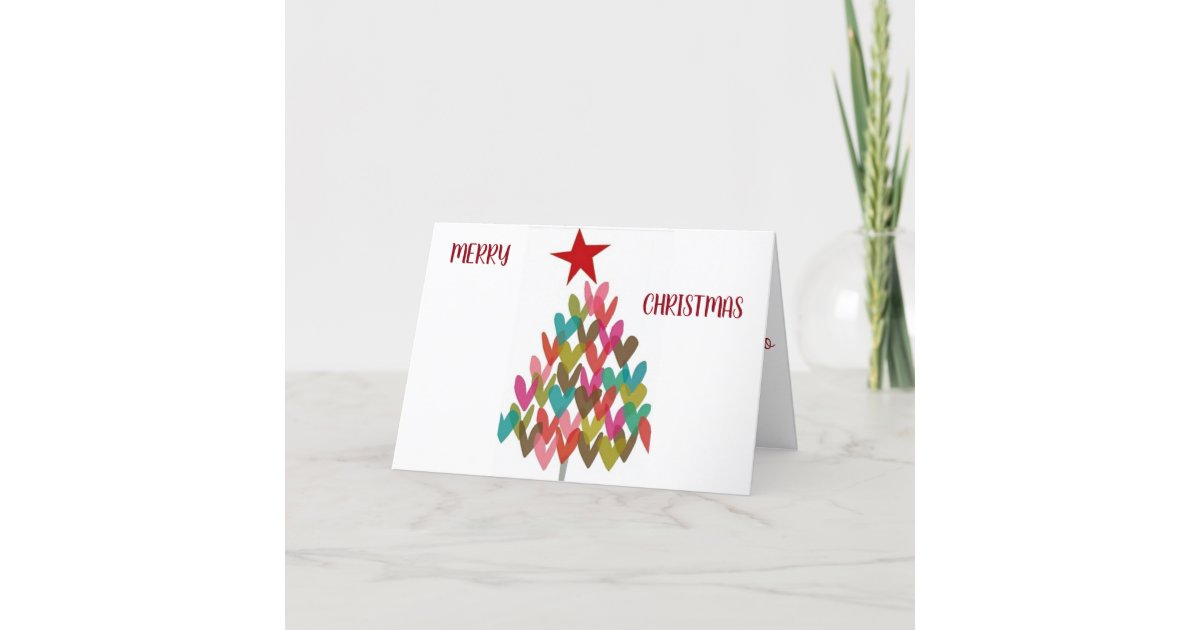 ***MERRY CHRISTMAS with HEART TREE** Holiday Card | Zazzle
