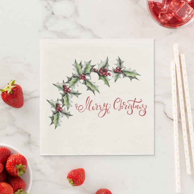 Merry Christmas with Holy Tree Branch  Napkins (Insitu)