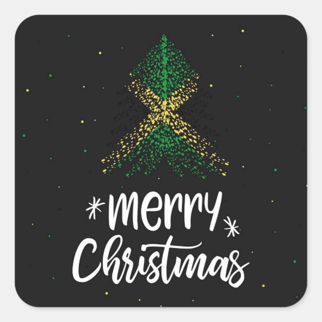 Merry Christmas with Jamaica flag Square Sticker (Front)