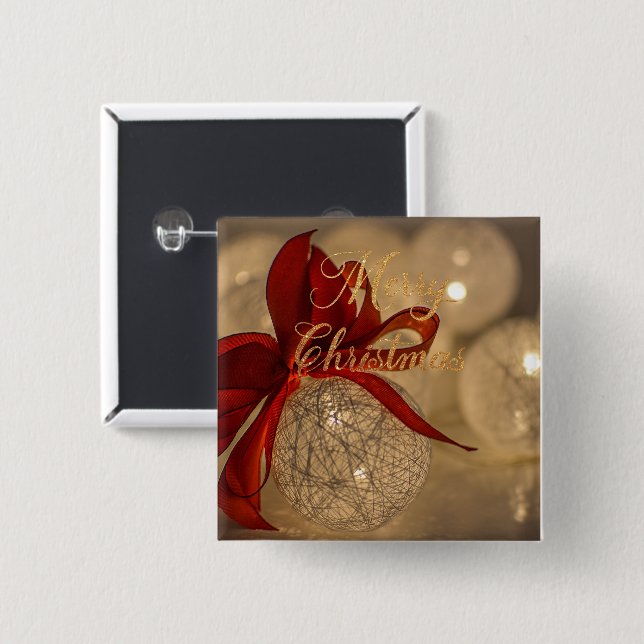 Merry christmas with light balls   button (Front & Back)