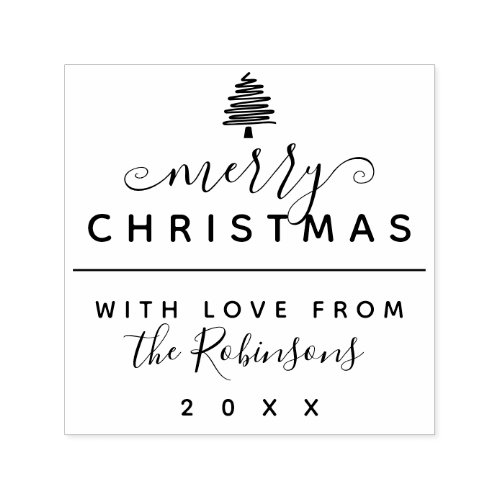 Merry Christmas With Love  Custom Script Gift Tag Self_inking Stamp