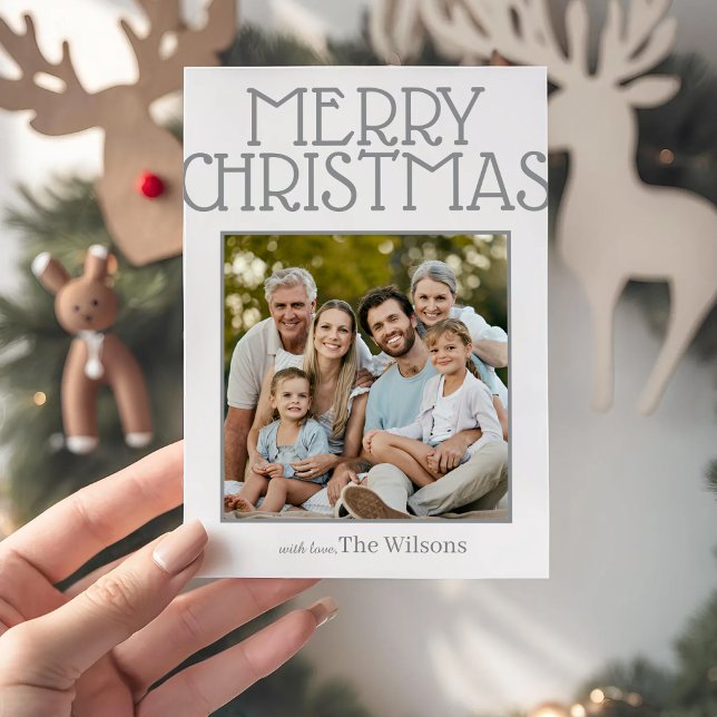 Merry Christmas With Love Family Name Personalized Holiday Card (Creator Uploaded)