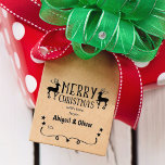 Merry Christmas with love from (custom) Couple,   Rubber Stamp<br><div class="desc">This christmas design features reindeer with couple names.</div>