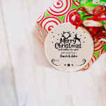 Merry Christmas with love from (custom) Couple,   Rubber Stamp<br><div class="desc">This christmas tag features a deer with couple names.</div>