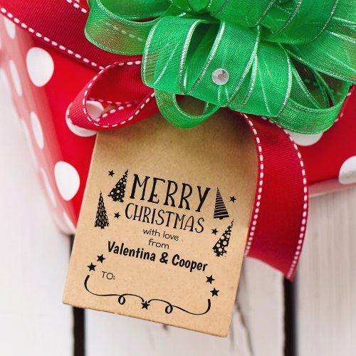 Merry Christmas with love from custom Couple   Rubber Stamp