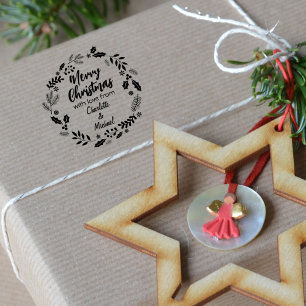 Merry Christmas with love from (custom),  Rubber Stamp
