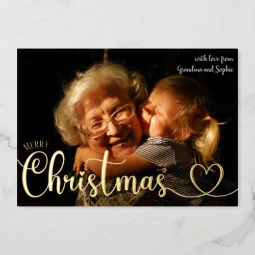 Merry Christmas With love from photo Foil Holiday Card