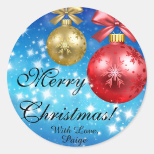 Merry Christmas With Love Personalized Classic Round Sticker