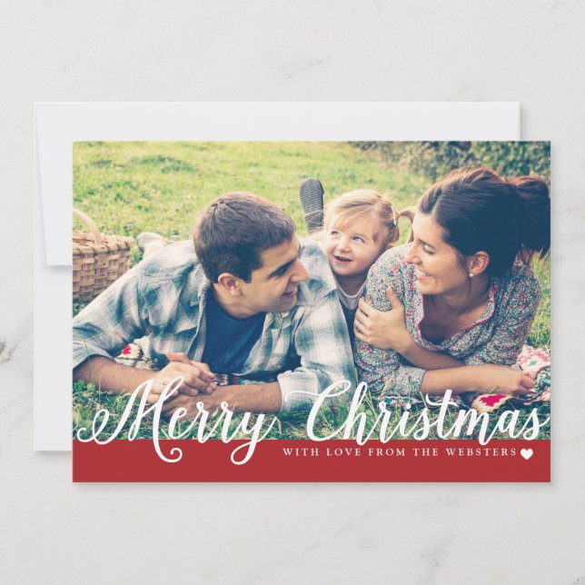 Merry Christmas with Love Photo Holiday Greeting Card (Front)