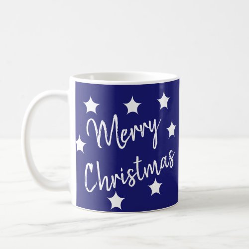 Merry Christmas with Midnight Blue Background Coffee Mug