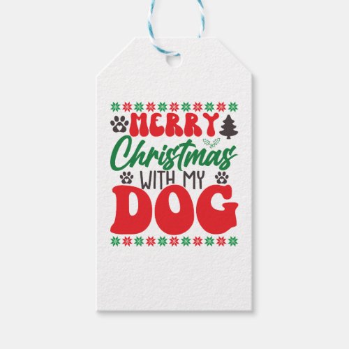 Merry Christmas with my Dog_01 Gift Tags