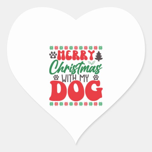 Merry Christmas with my Dog_01 Heart Sticker