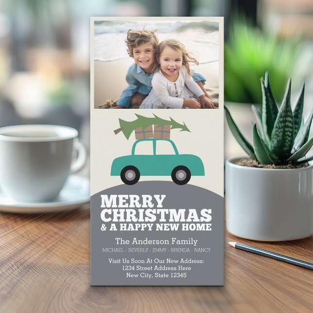 Merry Christmas with New Home Address Moving Holiday Card (Classic Christmas Photo Card)