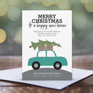 Merry Christmas with New Home Address Moving Holiday Card