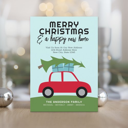 Merry Christmas with New Home Address Moving Holiday Card