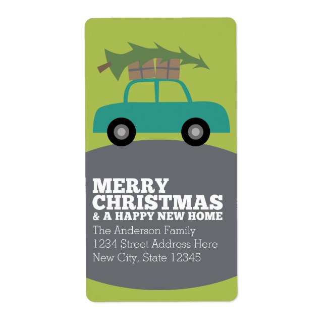 Merry Christmas with New Home Address Moving Label (Front)