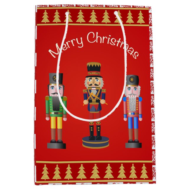 Merry Christmas with Nutcracker Medium Gift Bag (Front)
