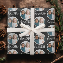 Merry Christmas with One Circle Photo - black Wrapping Paper
