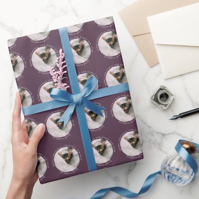 Merry Christmas with One Circle Photo Byzantium Wrapping Paper (Gifting)