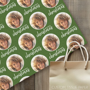 Merry Christmas with One Circle Photo - red green Tissue Paper