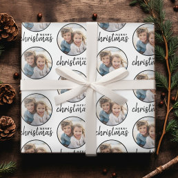 Merry Christmas with One Circle Photo - white Wrapping Paper