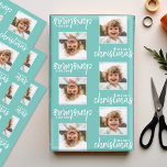 Merry Christmas with One Square Photo aqua Wrapping Paper Sheets<br><div class="desc">Add one picture to this cute holiday illustration - perfect for the kids. A simple and modern photo to make a memorable wrap under your tree.</div>