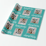 Merry Christmas with One Square Photo - blue Wrapping Paper Merry Christmas with One Square Photo - blue Wrapping Paper